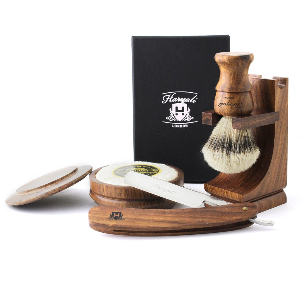 Haryali's Cut Throat Razor Set - Wood Handle - HARYALI LONDON