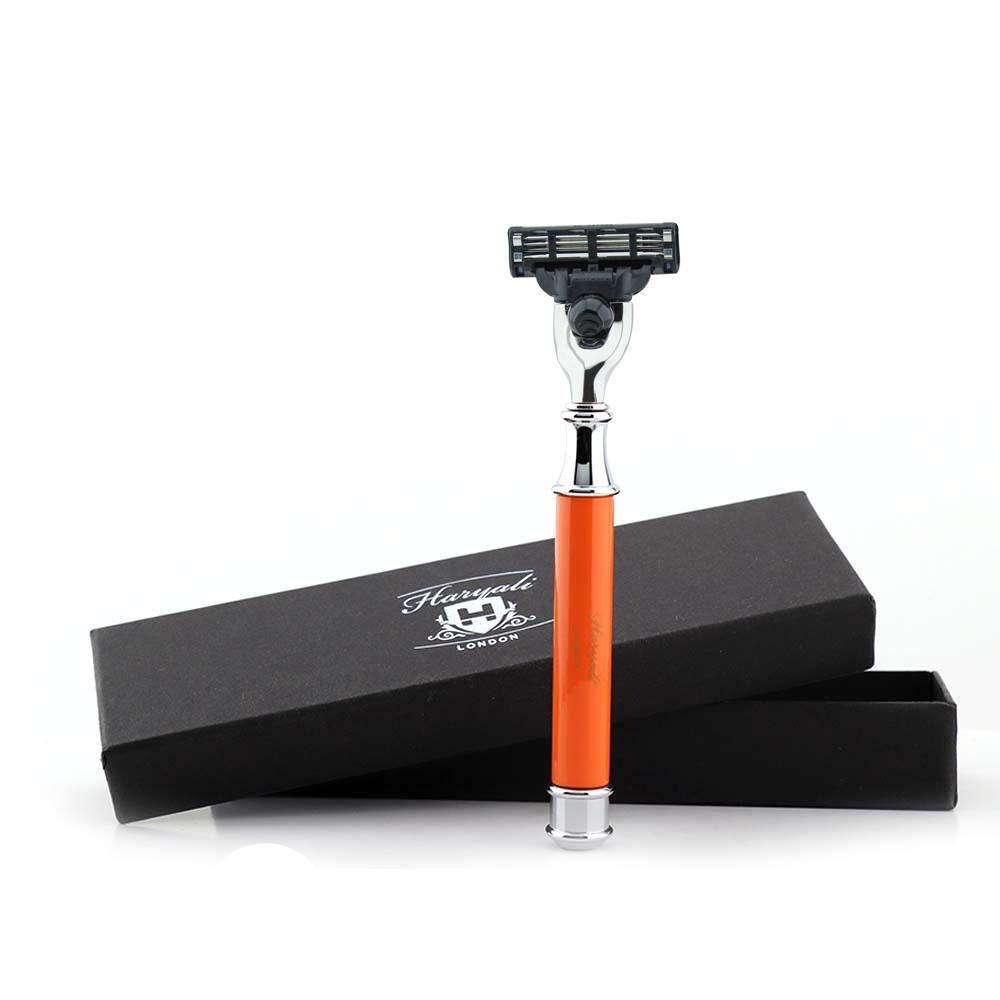 Haryali's Round 3 Edge Shaving Razor - Orange - HARYALI LONDON