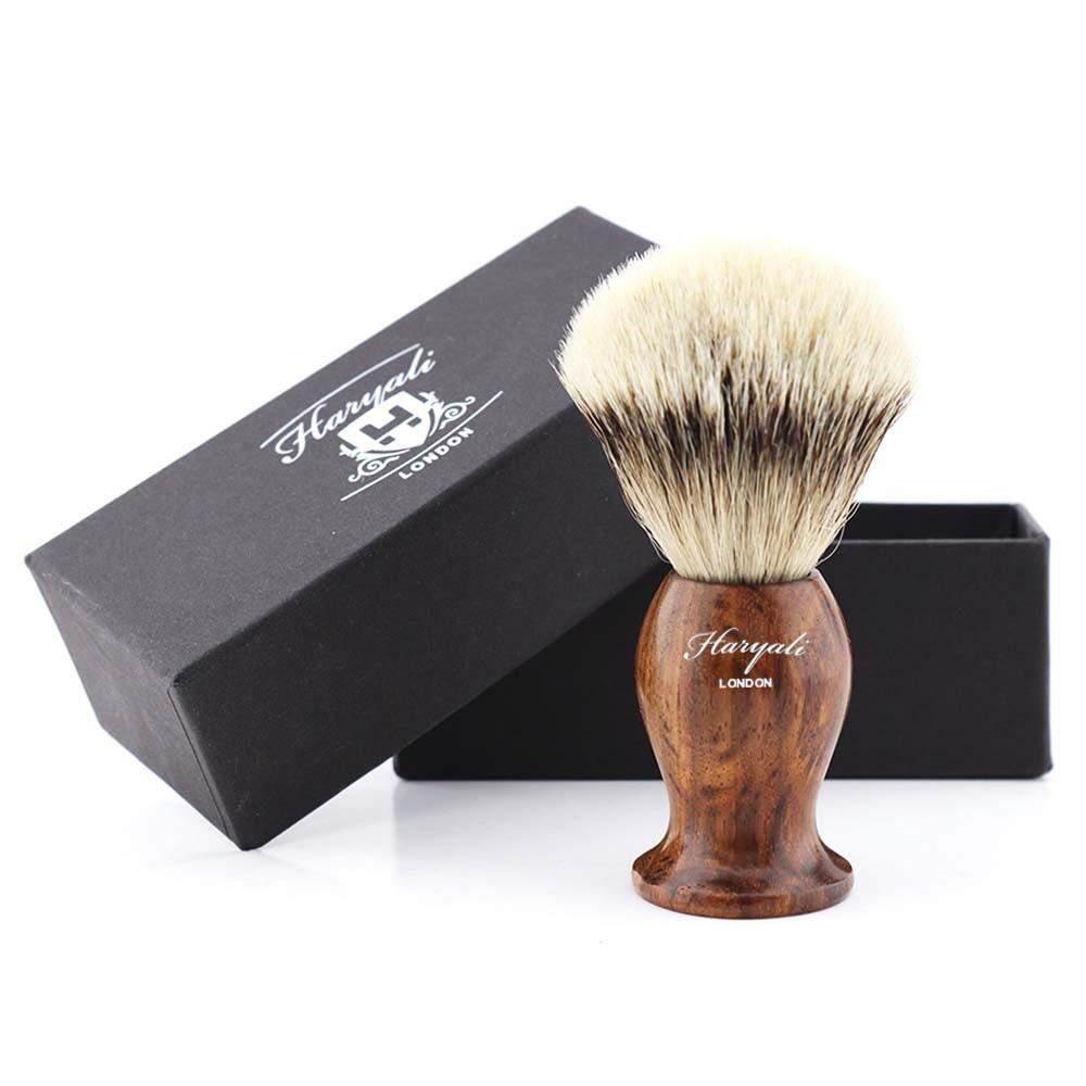 Haryali's Wooden Silvertip Badger Shaving Brush - HARYALI LONDON