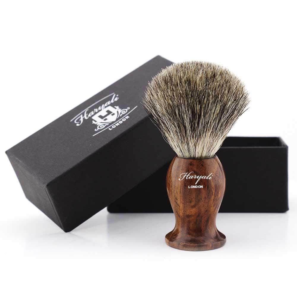 Haryali's Wooden Super Badger Shaving Brush - HARYALI LONDON