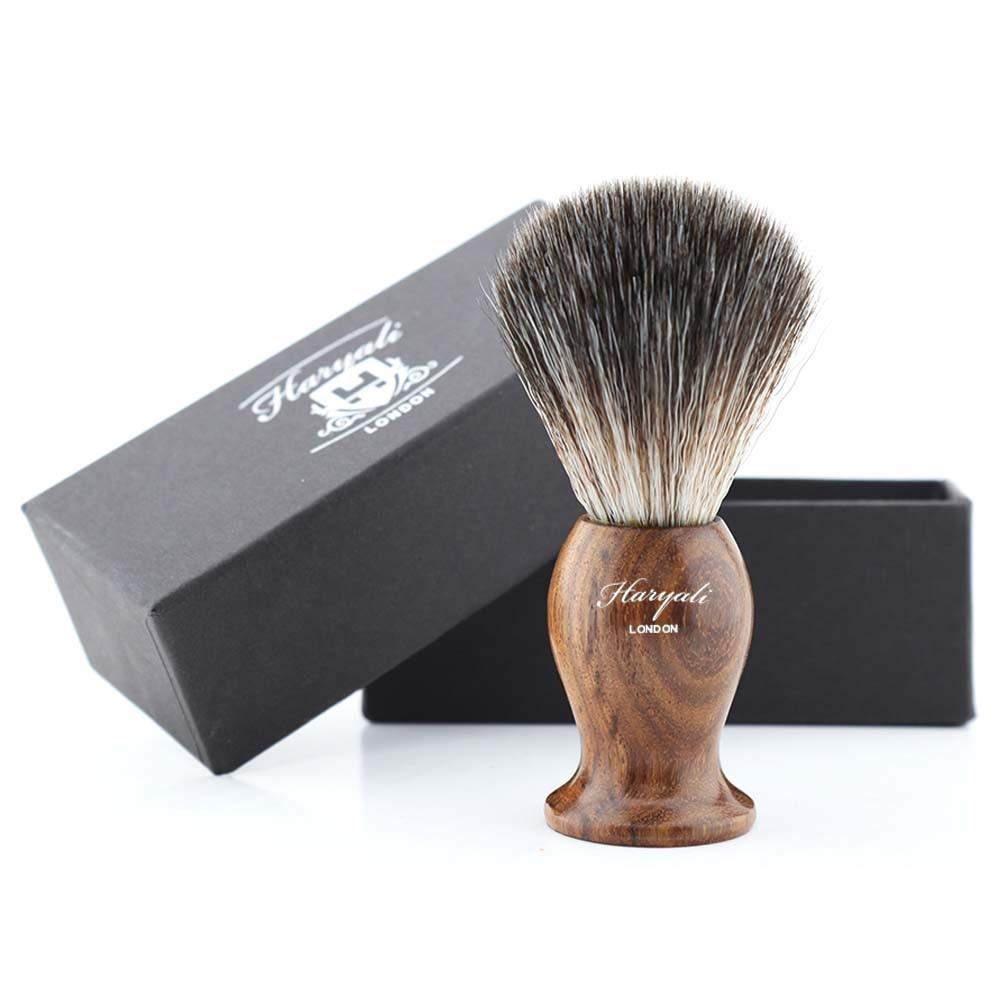 Haryali's Wooden Synthetic Black Hair Shaving Brush - HARYALI LONDON