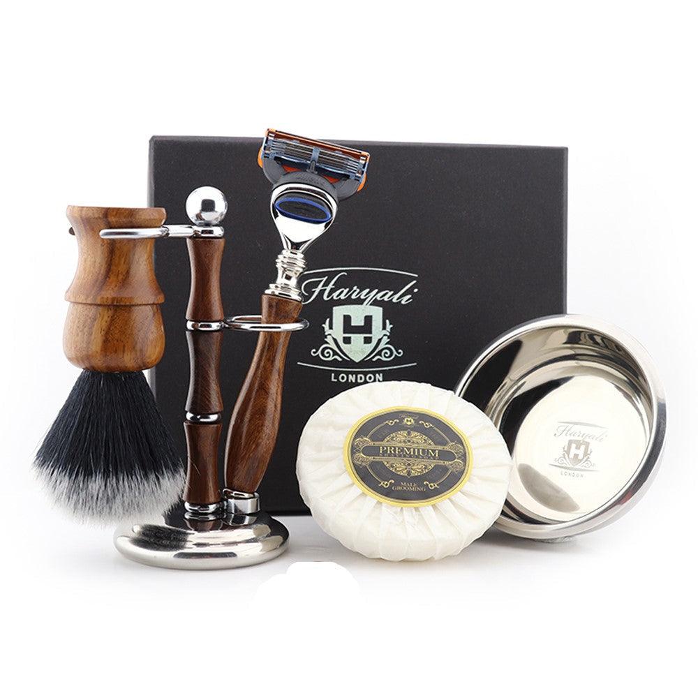 Haryali's Wooden Synthetic Hair Shaving Set - HARYALI LONDON