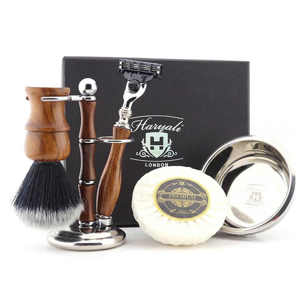 Haryali's Wooden Synthetic Hair Shaving Set - HARYALI LONDON