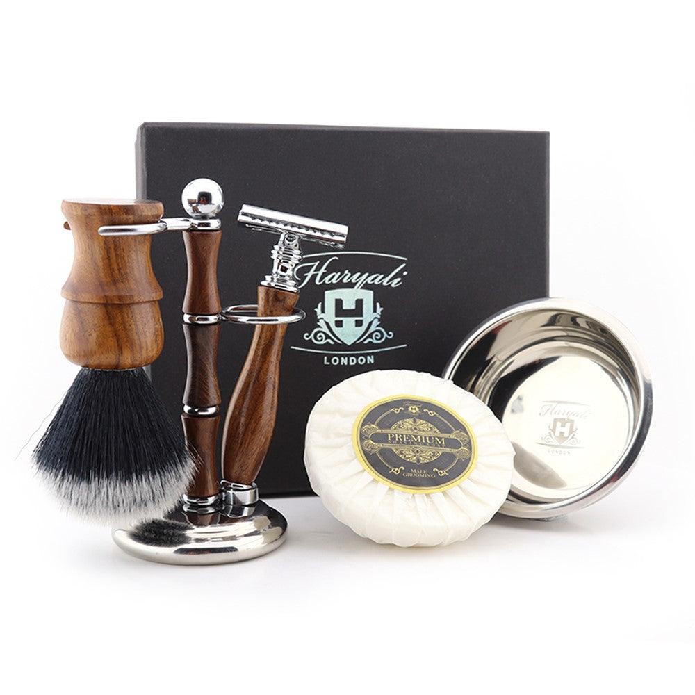 Haryali's Wooden Synthetic Hair Shaving Set - HARYALI LONDON