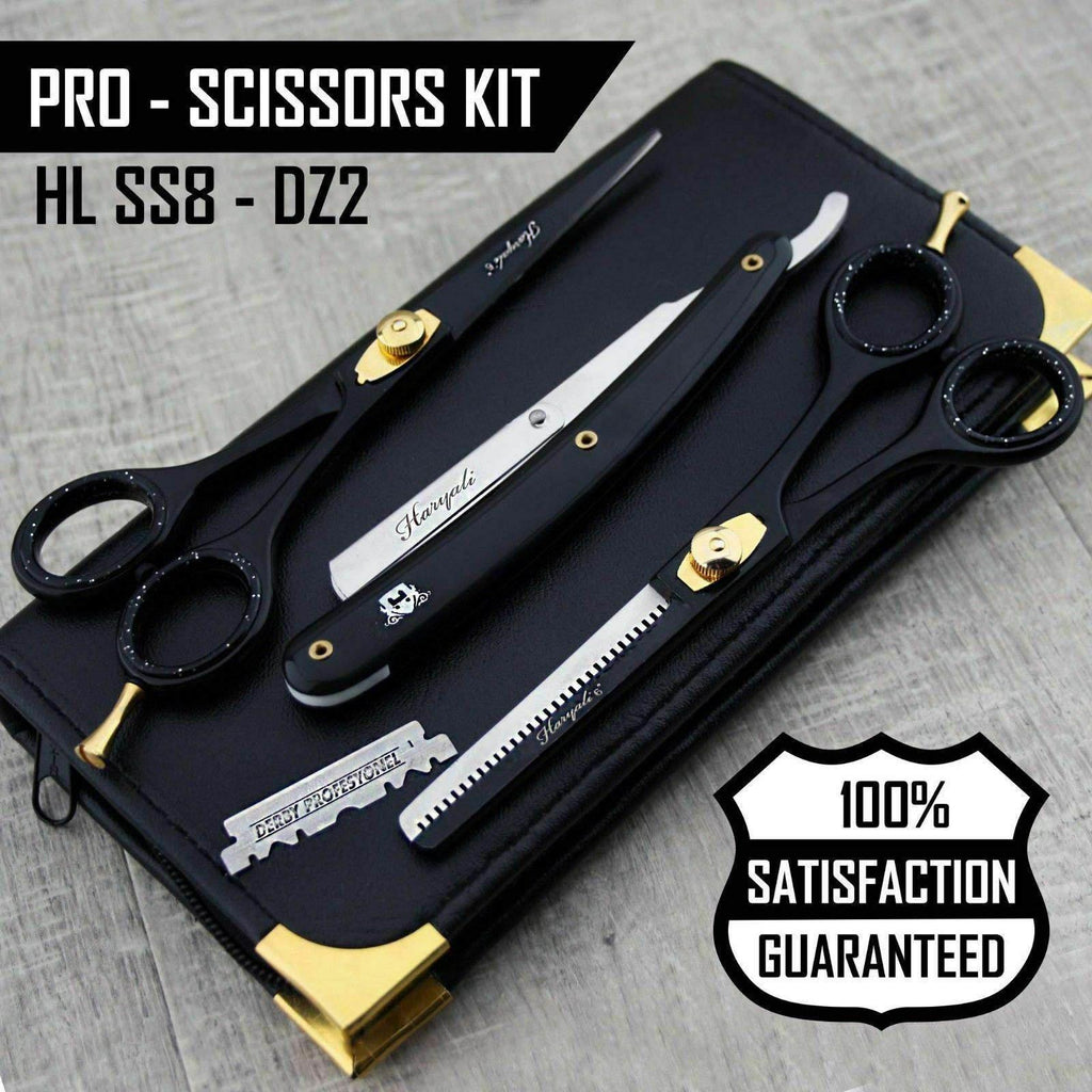 Professional Barbers Hair Cutting & Thinning Scissors Set with Razor - HARYALI LONDON