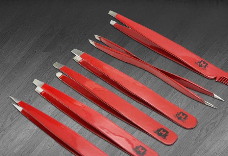 Professional Red Eyebrow Tweezers - HARYALI LONDON