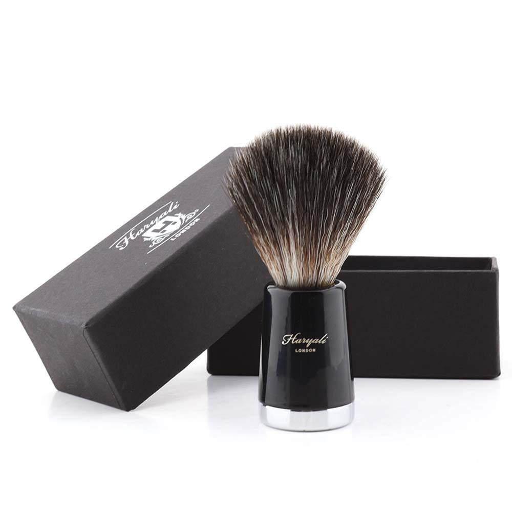 Super Taper Synthetic Black Hair Shaving Brush - HARYALI LONDON