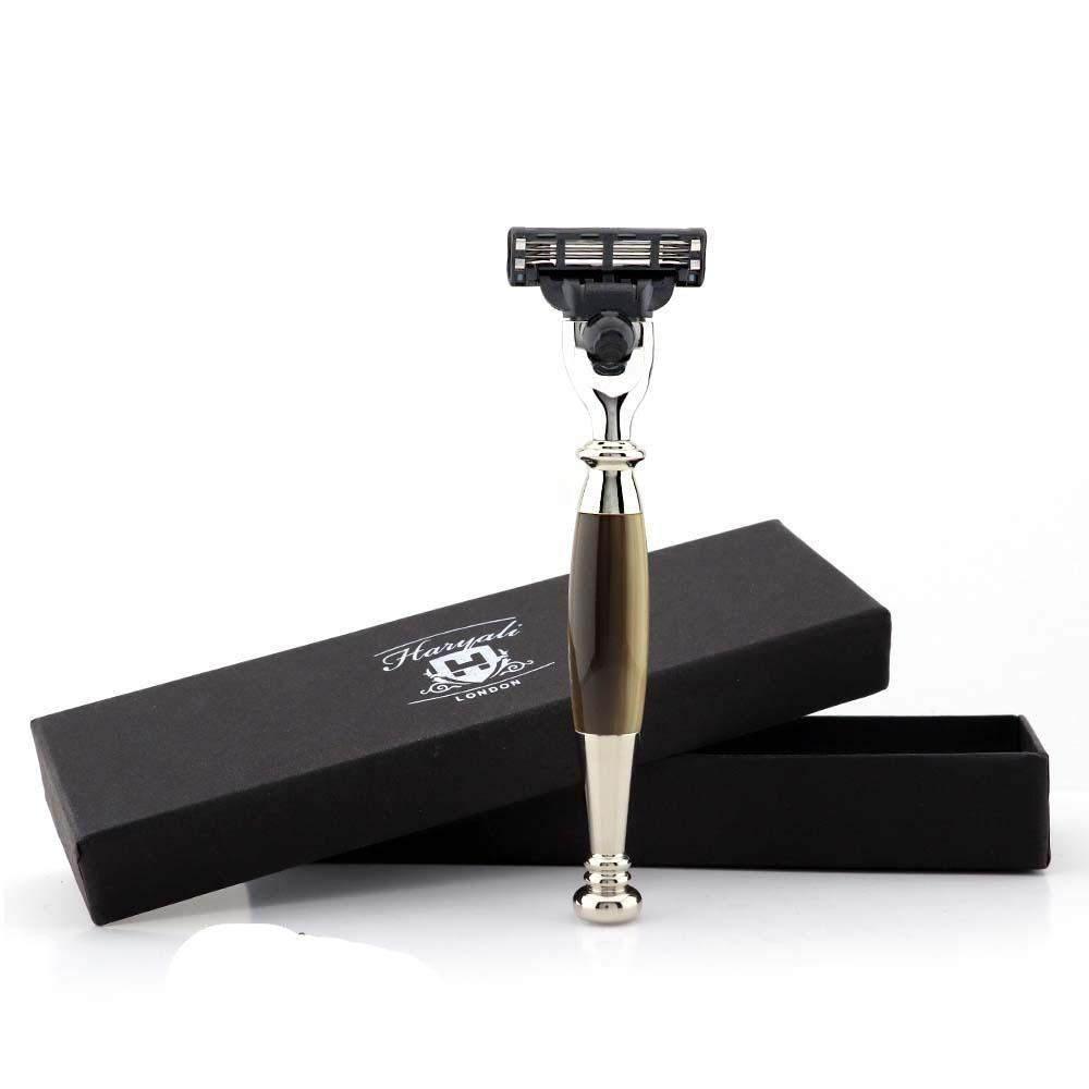 Tandoori 3 Edge Shaving Razor - Buffalo Horn Imitation - HARYALI LONDON