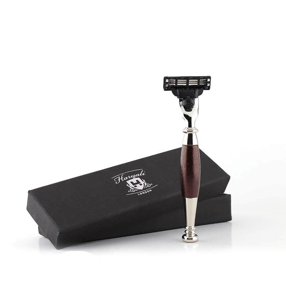 Tandoori Antique 3 Edge Shaving Razor Maroon - HARYALI LONDON